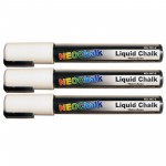 1/4" Chisel Tip Neon Liquid Chalk Marker - White 3 Pack